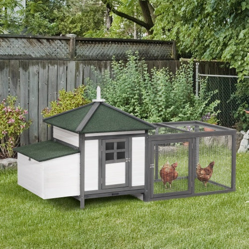 77" Wooden Chicken Coop With Nesting Boxes